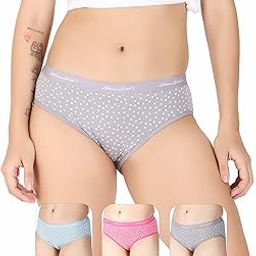 Womens Printed Underwear Briefs | Pack of 3 Multicolor Panty for Women | 100% Pure Cotton Anti Bacterial Full Back Coverage Hipster Panty.-picture-0