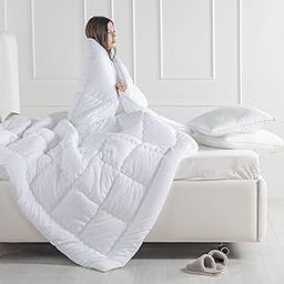 SPREAD SPAIN Microfiber Aloevera Summer Quilt with Aloevera Gel Coated, 220 GSM, Ultra Soft & Super Cosy Comfort for All Seasons, Lightweight & Breathable Quilt, White (Double, 90x108 Inches)-image-85