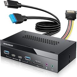 GRAUGEAR 5.25 Inch USB 3.2 PC Front Panel Card Reader, SD/microSD Internal Card Reader, 10Gbps USB 3.2 Gen 2, USB3.2 Type-E Key-A 20-Pin Header & USB3.0 Header & 15-Pin SATA Power Connector Required-18