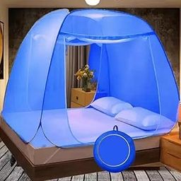 Mosquito Net for Double & King Size Bed, Foldable Polyester Tent – Durable, Lightweight, Easy to Use, Protects Against Insects, Ideal for Bedroom, Travel, Outdoor, and Indoor Use_Blue-11