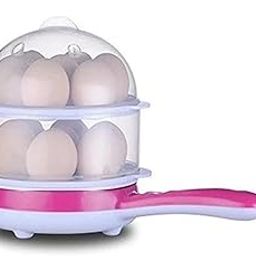 AZTORA Multifunctional 2 in 1 Double Layer Handle Egg Boiler Electric Automatic Off 14 Egg, Cooking, Boiling and Frying, Multicolor-19