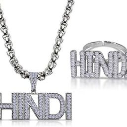 X000382 Combo Of Unisex Crystal Diamond Nug/Stone Funky Punk Vintage MC Stan Hindi Iced Out Hip Hop Locket Pendant Necklace With Box Chain And Adjustable Open-Cuff Thumb Finger/Knuckle Ring-image-28