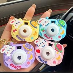 Cute Space Bunny Camera Projector Keychain, 4 Pastel Colors Available - Yellow, Blue, Purple, Pink-22