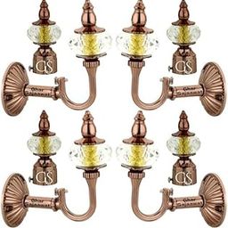 Ghar Sajaawat Heavy Duty Aluminum Royal Luxury Design Curtain Bracket/Finial and Curtain Support for Window & Door Curtain Fittings Suitable Upto 1 Inch Pipe. (4+4 Pcs, Gold) (Rose, Standard)-image-67