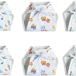 Orange Sugar Muslin Cotton Nappies | New born Baby Essential | 100% Pure Muslin Cotton Cloth Diapers| Extra Soft & Breathable Langots For Baby Girl And Baby Boy | 5 Layered Absorption | 6 Pcs Pack (Starry, Breakfast, Sailor)-image-93