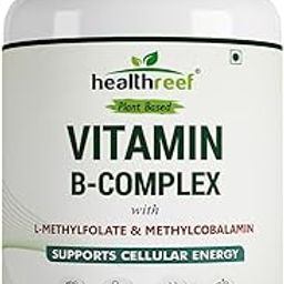 Healthreef Plant-Based Vitamin B-Complex Supplement | Vitamin B1, B2, B3, B5, B6, B7, B9, B12 for Energy, Mood & Nerve Support | Natural Metabolism Booster for Men & Women – 60 Vegetarian Capsules-4