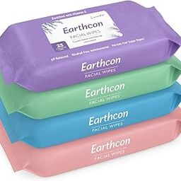 Facial Wipes for Women & Men - Alcohol-Free, Antibacterial, Paraben-Free Face Wipes with Vitamin E & Natural Fragrance - (Pack of 4, 25 Wipes Each-image-75