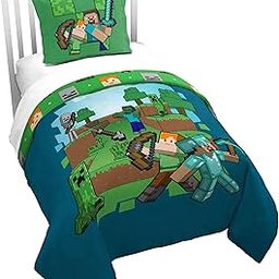 Jay Franco Duvet Cover Set – 2 Piece Comforter Cover and Sham Set, Super Soft Cozy Kids Bedding (Insert Not Included) Blue - Minecraft, Twin-image-19