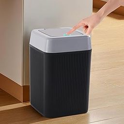 Kuber Industries 10 Ltr Plastic Waste Basket for Kitchen Dustbin with One Touch Press Open Lid | Office and Bathroom Dustbin Garbage Trash Can Bin | Portable Dust Bins for Home | Orbit | Black-12