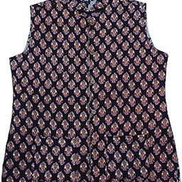 Women's Black Printed Cotton Quilted Reversible Sleeveless Jacket-18