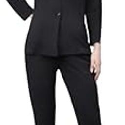 Women's Classic Black Blazer and Straight Pants Set - Modern Tailored Fit Formal Party Suit for Office, Meetings, Events & Special Occasions-picture-43