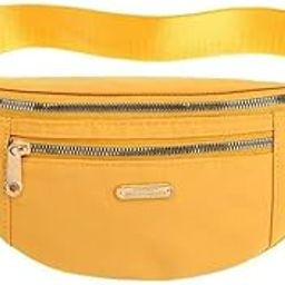 The Purple Tree Waist Bag for Women and Men, Adjustable Strap Hands Free Bag with 2 Zipper Pockets, Fanny Pack for Women Waist Pouch for Women (Yellow)-image-1