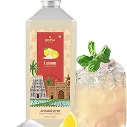 Geeta Syrup Lemon Flavoured Artisanal syrup, Crafted with 100% Natural Ingredients, Freshness of Citress, Best Syrup to make authentic Lemon Soda-picture-32