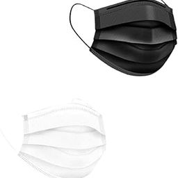 KAPGGRILA Disposable Face Masks with Nose Pin | Soft Earloop Surgical Masks for Men & Women | Use and Throw Masks for Safety & Hygiene | Black 50 Pcs & White 50Pcs (Combo pack -100pcs)-31
