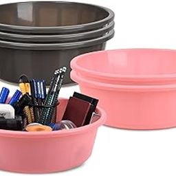 Homestic Pack of 6 Desk Organizer | Stationery Organizer | Multipurpose Storage Organizer | Office Supplies for Pen-Pencil-Staplers | Desktop Organizer | 6 LTR | Gray & Light Pink-image-10
