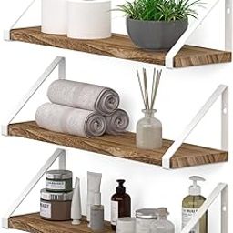 OrganizeMee Wooden Decorative Corner Shelves for Living Room,Floating Shelf for Wall,with Metal Brackets Suitable for Kitchen, Living Room, Bedroom Wall d�cor2 (24 Inch White)-23
