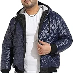 instafab Plus Men's Blue Standard Length Quilted Puffer Jacket With Zip-Closure For Casual Wear|Hooded Neck|Long Sleeve|Zipper Closure|Polyester Jacket Crafted With Comfort Fit For Everyday Wear,5XL-picture-40
