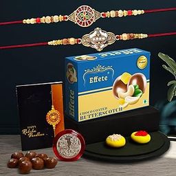DeoDap Rakhi (K2_427+428_BS32) & Chocolate Butter Scotch 32gm, Rakhi & Chocolate for brother, Rakhi with chocolate, rakhi with gift, Rakhi Combo, Set of 2 Rakhi, Effete Chocolate-image-2