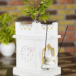 OBRAWAL Mini Size Tulsi Pot| Tulsi Planter | Marble Tulsi Pot for Home | Size - 10 x 7 x 7 Inch, Approx. [H x L x W]-image-28