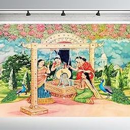 Cradle Ceremony (8ft - 10ft) Backdrop Wedding Decoration Curtain Cloth Pooja Decoration for Festivals and Celebrations. (Washable Fabric)-image-10