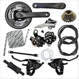 Aruvia 21 Speed Cycle Gear Set of 12 Bicycle Accessories with Bottom Set, Complete Multi-Speed Conversion Kit of 12 Cycle Components 21-Speed Gear Kit for Bicycle-21