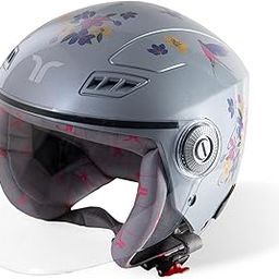 TVARRA Blossom Women’s Open Face Helmet with Printed Design, ISI Certified, Lightweight Material, Crafted for Women, Extreme Comfort fit with Clear Visor, New Launch-12