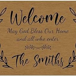Personalized Outdoor Welcome Mats with Family Name, Personalized Door Mat for Front Door, Custom Garden Decor Doormat, Entrance Door Mat, Non Slip Floor Mat Housewarming Gifts for New Home 30 * 18 in-image-53