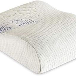 The White Willow Vintage Blue Memory Foam 1 Piece Mini Contour Travel Pillow with Cover - 12" X 10", Blue-image-4