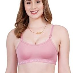 Bra for Women | Women's Ethnic Full Coverage Wirefree Cotton Non-Padded Seamless Sports Bra - Pink, Strappy Style, Back Closure (in, Numeric, 34, B, 34, Regular, Pink)-picture-10