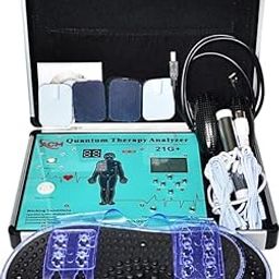 21g+ Quantum Body Analyzer Latest Technology Machine for Full Body Check Up Body Fat Check Machine German Technology (WITH THEARPY) Stimulation Rubber Handle, Slipper and Electro Patch, Multicolour-16
