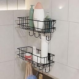 Lifelong Bathroom Shelf | Mild Steel Wall Mounted Organizer Rack with CED Coating | Rust & Scratch Proof Multipurpose Storage for Washroom, Kitchen, Shower | Screw Install (Black)-image-32