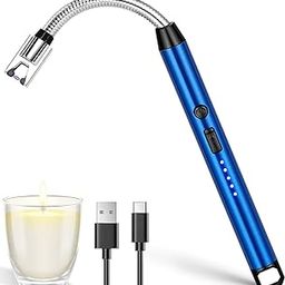 Desi Festival® USB Plasma Rechargeable Electric Lighter for Candles Kitchen Pooja Room BBQ Home Use | Multi Purpose - Flameless Windproof 360 Degree Flexible Neck Arc Lighter (Blue)-18