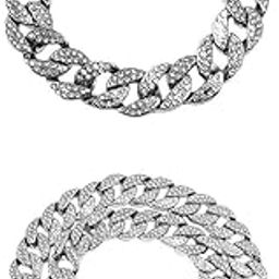 2x Cuban Chain Luxury Bling Heavy Paved Rhinestones Strong Party Men Silver | Necklaces & Pendants | Fashion Jewelry-image-45