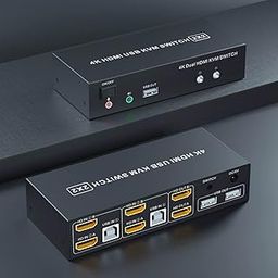 Dual Monitor KVM Switch HDMI 2 Port, 4K@60Hz KVM Switch 2 Monitors 2 Computers with Audio Microphone Output and 3 USB Ports, PC Dual Monitor Keyboard Mouse Switcher-image-52