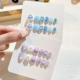ZEELPETAL Cute Resin Fake Nails for Kids – Colorful Mini Press On Nails with Pre-Glued Back – Cartoon Relief Design Artificial Nails for Girls – Great for Birthday Gifts & Party Looks (Multidesign) (Multicolor, 24Pcs)-22