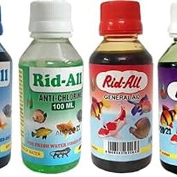 AKSHAT ENTERPRISES Rid-All's Aquarium Water Medicine, Fish Medicines Cleaner, 100 ml Each, Pack of 4 (Anti-ich, Anti-Fungus, Anti-Chlorine, General Aid)-image-1
