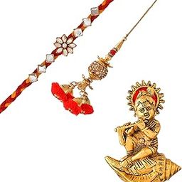 CraftVatika Rakhi Gift for Brother and Bhabhi Kids | Rakhi Combo Rakhi Set of 2 with Krishna Showpiece Gift| Rakhi for Brother with Gift Hamper| Premium Kundal Lumba Rakhi-picture-15