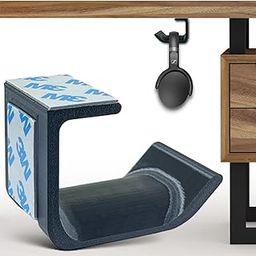 SRS Under Desk Table & Wall Mount (2 in 1) Headphone Stand Holder Easy-to-Use | Modern | Compact | Study Design for All Professional | Corporate | Gaming Headsets Stick-ON Adhesive (Pack of 1, Black)-13