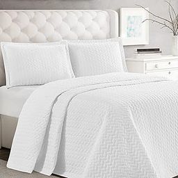 BYSURE All-Season Quilt Bedding Set(Queen, White), Braided Pattern Microfiber Bedspread, Lightweight Coverlet with 2 Shams-image-46