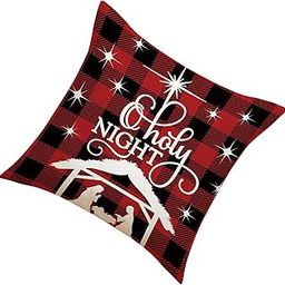 HEAVENGLOW Christmas Throw Pillow Cover Plaids Square Cushion Cover for Car Party Decor Style A-image-73