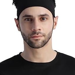 Aryan Hosiery Headband for Men & Women | Workout & Running,Exercise, Fitness,Gym,Tennis, Cycling Breathable, Non-Slip & Quick Drying Head Bands (Black)-image-38