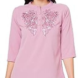 Women's Band Collar Top with Front Embroidery-picture-24