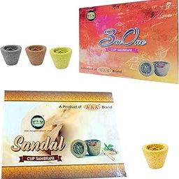 (24 Cups) AAA Brand Cup Sambrani, Dhoop Cups Set by Maa Pooja Mart, Traditional, Sandal Dhoop Cup & 3inone Assorted Multiple Color Dhoop Cups 1 Pack Each of 12 Cups-25