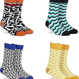 Socks for MEN and WOMEN - (Combo Pack of 4 | Crew Length | Material: Combed Cotton | Multicolour | Size: Free (UK 7-12))-picture-3
