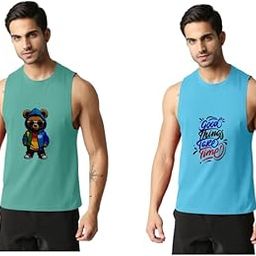 Men's Cotton Printed Vest Sleeveless for Daily Use (Pack of 2)-52