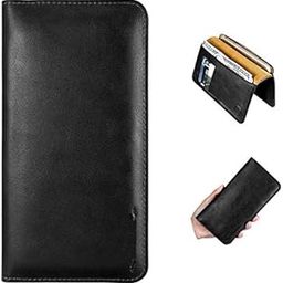 WHITBULL Wallet Style Leather Dual Mobile Pouch with Card Slot Compatible with Mobile 6.8 inch Phone Holder - Black-image-15