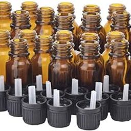 PHARCOS 10ml Amber Glass Bottle with Euro Dropper and Black Tamper Proof Cap for Homeopathy Use, Essential Oils, Beauty Products DIY, Refillable, Reusable (Leak Proof) (10ml - Pack of 24)-image-29