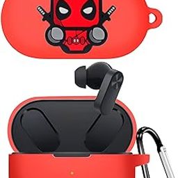New Cut Cartoon Silicone Case Compatible with Oneplus Nord Buds 2 Protective Soft Silicone 360° Full Protection Dust-Proof Shockproof Case Cover with Hook (Cover Only) (Dead-Pool)-image-68