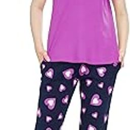 Night Suit for Women's Heart Printed Cotton Night Dress of Top and Capri Set 5745-image-67