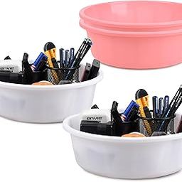 Heart Home Pack of 4 Desk Organizer | Stationery Organizer | Multipurpose Storage Organizer | Office Supplies for Pen-Pencil-Staplers | Desktop Organizer | 6 LTR | Light Pink & White-image-4